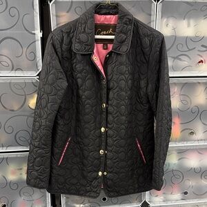 Coach Black Quilted Puffer with Pink Accents